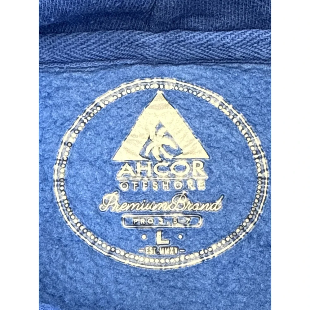 AHCOR OFFSHORE Certified Streetwear Hoodie L Blue Pullover Graphic Hooded Long
